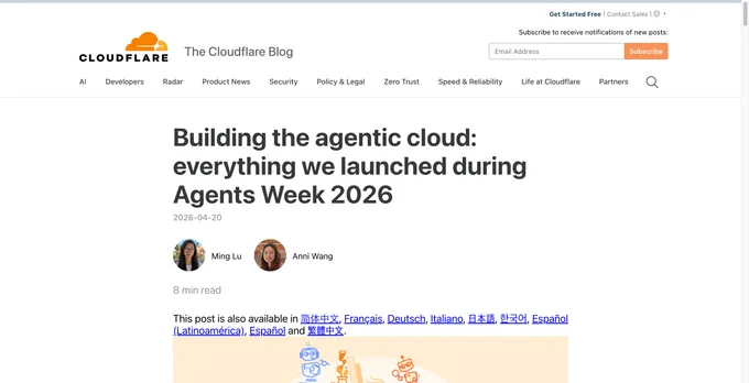 Cloudflare Agents Week 2026 — When AI Agents Become Cloud Customers