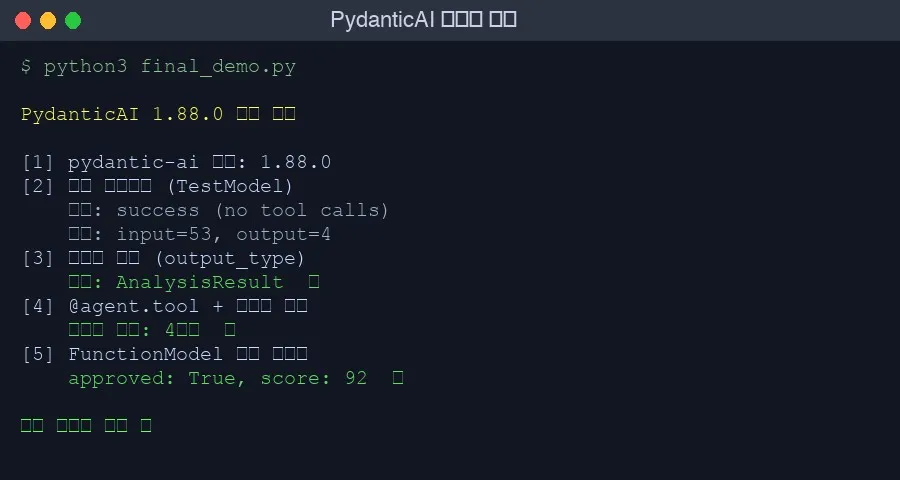 PydanticAI実行ログ — サンドボックステスト結果